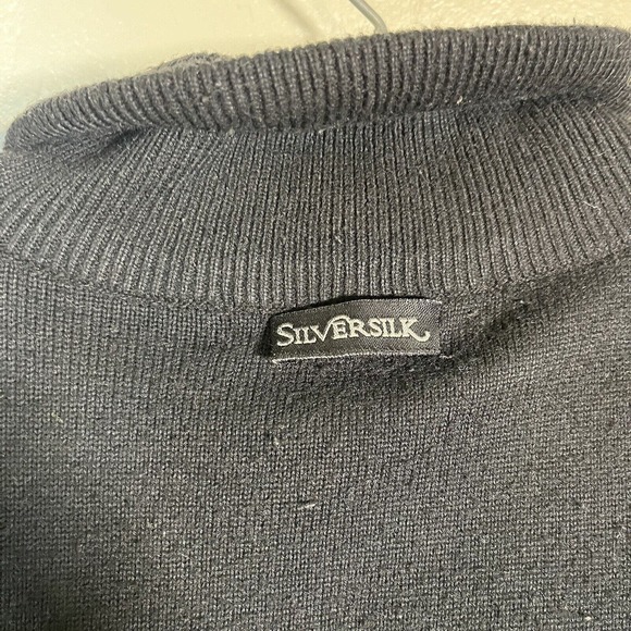 Silversilk Cardigan M Zip Up 3D Knit Toggle Retro Cosby Biggie Sweater Chunky - Picture 10 of 14